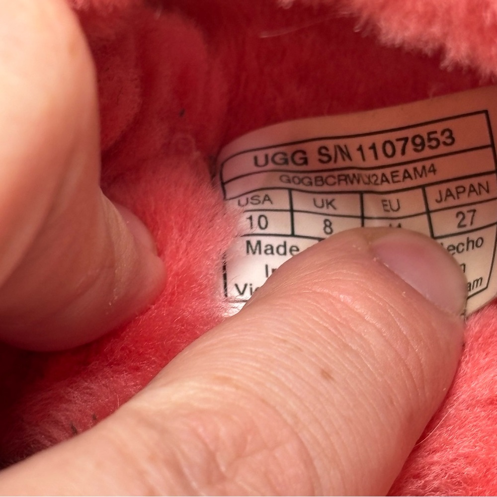 UGG Oh Yeah Fluff Womens Size 10 Coral Sheepskin Slingback Slippers Shoe - Picture 5 of 9